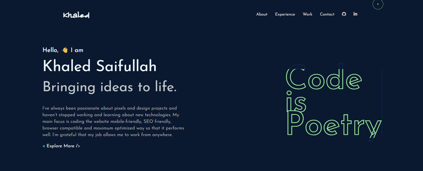 Create portfolio website